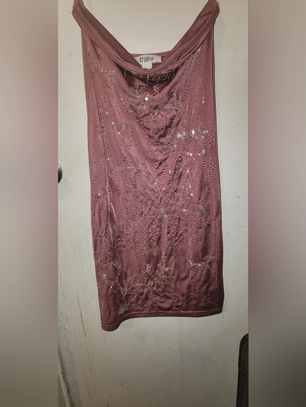 True Vintage Pink Sequin Embellished Slip Dress